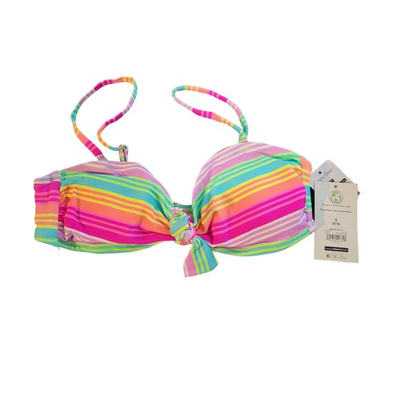 NWT No Boundaries Small 3-5 Striped Multi Colored bikini swim top - Picture 1 of 4
